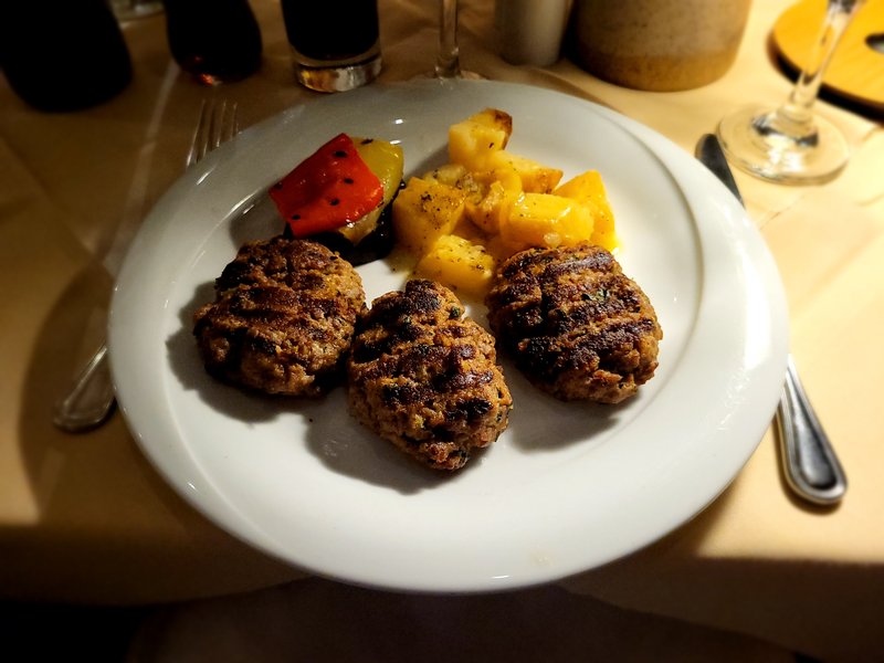 Fresh Beef Burgers with Potatoes of Oven and Grilled Vegetables Fresh Beef Burgers with Potatoes of Oven and Grilled Vegetables